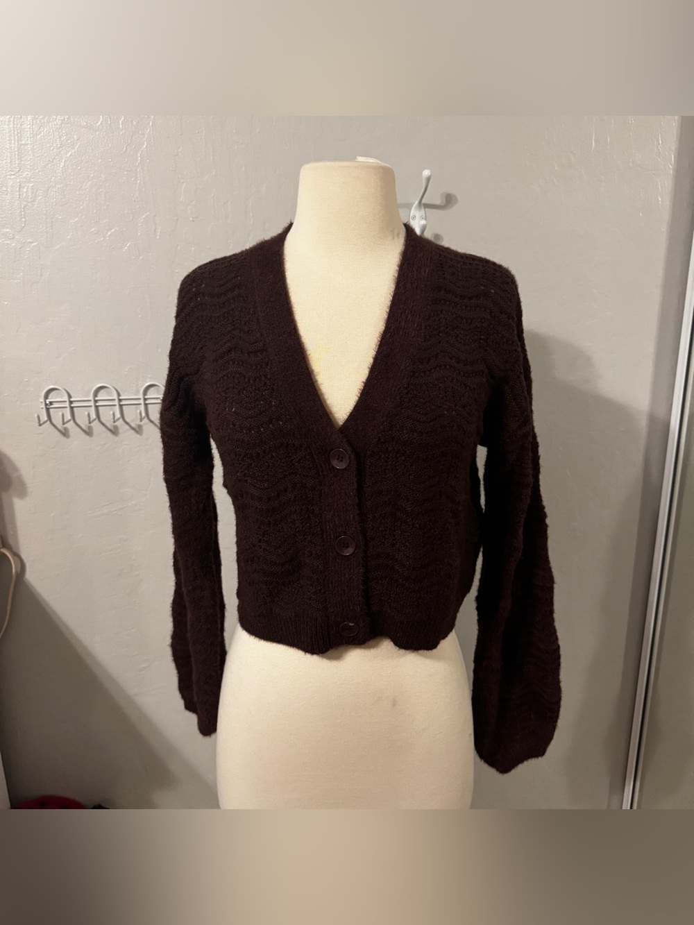 Volcom Chocolate Brown V-Neck Cardigan